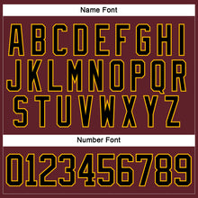 Laden Sie das Bild in den Galerie-Viewer, Custom Burgundy Black-Gold Hockey Jersey
