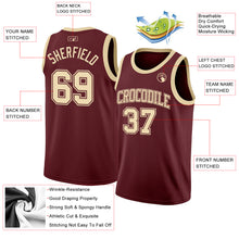 Laden Sie das Bild in den Galerie-Viewer, Custom Burgundy Cream Authentic Basketball Jersey