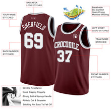 Laden Sie das Bild in den Galerie-Viewer, Custom Burgundy White-Gray Authentic Basketball Jersey