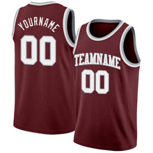 Laden Sie das Bild in den Galerie-Viewer, Custom Burgundy White-Gray Authentic Basketball Jersey