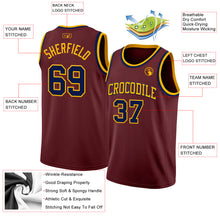 Charger l'image dans la galerie, Custom Burgundy Navy-Gold Authentic Basketball Jersey