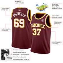 Charger l'image dans la galerie, Custom Burgundy White-Gold Authentic Basketball Jersey