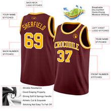 Charger l'image dans la galerie, Custom Burgundy Gold-White Authentic Basketball Jersey