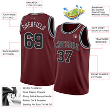 Charger l'image dans la galerie, Custom Burgundy Black-Gray Authentic Basketball Jersey