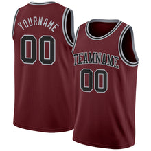 Charger l'image dans la galerie, Custom Burgundy Black-Gray Authentic Basketball Jersey