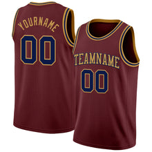 Charger l'image dans la galerie, Custom Burgundy Navy-Old Gold Authentic Basketball Jersey