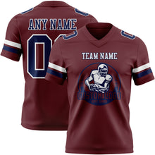Load image into Gallery viewer, Custom Burgundy Navy-White Authentic Football Jersey