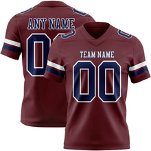 Load image into Gallery viewer, Custom Burgundy Navy-White Authentic Football Jersey