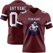 Load image into Gallery viewer, Custom Burgundy White-Navy Authentic Football Jersey