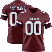 Load image into Gallery viewer, Custom Burgundy White-Navy Authentic Football Jersey