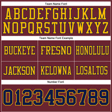 Load image into Gallery viewer, Custom Burgundy Navy-Gold Authentic Football Jersey