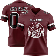 Load image into Gallery viewer, Custom Burgundy Black-White Authentic Football Jersey