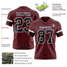 Load image into Gallery viewer, Custom Burgundy Black-White Authentic Football Jersey