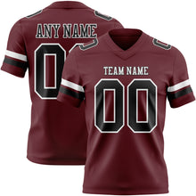 Load image into Gallery viewer, Custom Burgundy Black-White Authentic Football Jersey