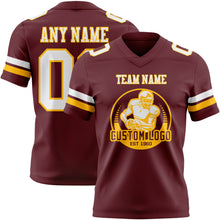 Load image into Gallery viewer, Custom Burgundy White-Gold Authentic Football Jersey