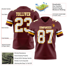 Load image into Gallery viewer, Custom Burgundy White-Gold Authentic Football Jersey