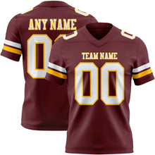 Load image into Gallery viewer, Custom Burgundy White-Gold Authentic Football Jersey