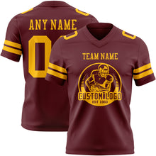 Load image into Gallery viewer, Custom Burgundy Gold Authentic Football Jersey