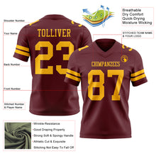 Load image into Gallery viewer, Custom Burgundy Gold Authentic Football Jersey