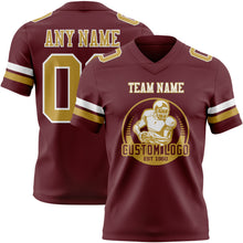Load image into Gallery viewer, Custom Burgundy Old Gold-White Authentic Football Jersey