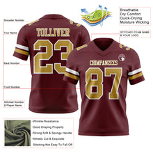 Load image into Gallery viewer, Custom Burgundy Old Gold-White Authentic Football Jersey