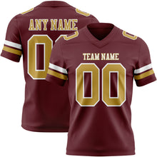 Load image into Gallery viewer, Custom Burgundy Old Gold-White Authentic Football Jersey
