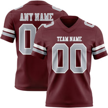 Load image into Gallery viewer, Custom Burgundy Gray-White Authentic Football Jersey