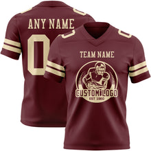 Load image into Gallery viewer, Custom Burgundy Cream Authentic Football Jersey