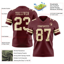 Load image into Gallery viewer, Custom Burgundy Cream Authentic Football Jersey