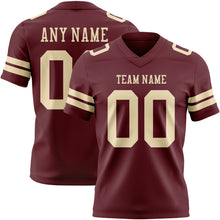 Load image into Gallery viewer, Custom Burgundy Cream Authentic Football Jersey