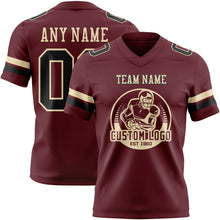 Load image into Gallery viewer, Custom Burgundy Black-Cream Authentic Football Jersey