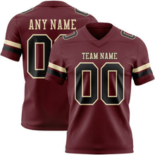 Load image into Gallery viewer, Custom Burgundy Black-Cream Authentic Football Jersey