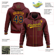 Загрузить изображение в средство просмотра галереи, Custom Stitched Burgundy Navy-Gold Baseball Pullover Sweatshirt Hoodie