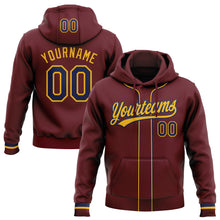 Загрузить изображение в средство просмотра галереи, Custom Stitched Burgundy Navy-Gold Baseball Pullover Sweatshirt Hoodie