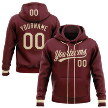 Загрузить изображение в средство просмотра галереи, Custom Stitched Burgundy Cream-Burgundy Baseball Pullover Sweatshirt Hoodie