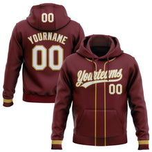 Загрузить изображение в средство просмотра галереи, Custom Stitched Burgundy White-Old Gold Baseball Pullover Sweatshirt Hoodie