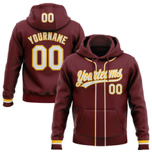 Загрузить изображение в средство просмотра галереи, Custom Stitched Burgundy White-Gold Baseball Pullover Sweatshirt Hoodie