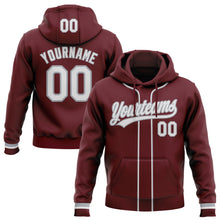Загрузить изображение в средство просмотра галереи, Custom Stitched Burgundy White-Gray Baseball Pullover Sweatshirt Hoodie