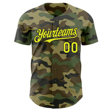Загрузить изображение в средство просмотра галереи, Custom Camo Neon Yellow-Black Authentic Salute To Service Baseball Jersey