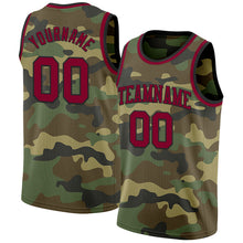 Laden Sie das Bild in den Galerie-Viewer, Custom Camo Maroon-Black Authentic Salute To Service Basketball Jersey