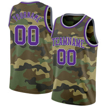 Laden Sie das Bild in den Galerie-Viewer, Custom Camo Purple-Gray Authentic Salute To Service Basketball Jersey