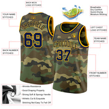Laden Sie das Bild in den Galerie-Viewer, Custom Camo Navy-Gold Authentic Salute To Service Basketball Jersey