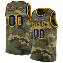 Laden Sie das Bild in den Galerie-Viewer, Custom Camo Navy-Gold Authentic Salute To Service Basketball Jersey
