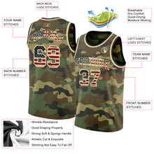 Laden Sie das Bild in den Galerie-Viewer, Custom Camo Vintage USA Flag Cream-Black Authentic Salute To Service Basketball Jersey