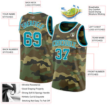 Laden Sie das Bild in den Galerie-Viewer, Custom Camo Teal-White Authentic Salute To Service Basketball Jersey