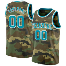 Laden Sie das Bild in den Galerie-Viewer, Custom Camo Teal-White Authentic Salute To Service Basketball Jersey