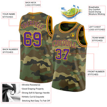 Laden Sie das Bild in den Galerie-Viewer, Custom Camo Purple-Gold Authentic Salute To Service Basketball Jersey