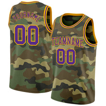 Laden Sie das Bild in den Galerie-Viewer, Custom Camo Purple-Gold Authentic Salute To Service Basketball Jersey