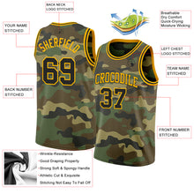Laden Sie das Bild in den Galerie-Viewer, Custom Camo Black-Gold Authentic Salute To Service Basketball Jersey