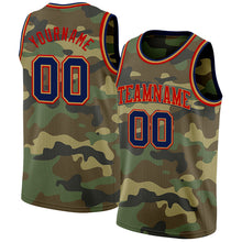 Laden Sie das Bild in den Galerie-Viewer, Custom Camo Navy Old Gold-Red Authentic Salute To Service Basketball Jersey